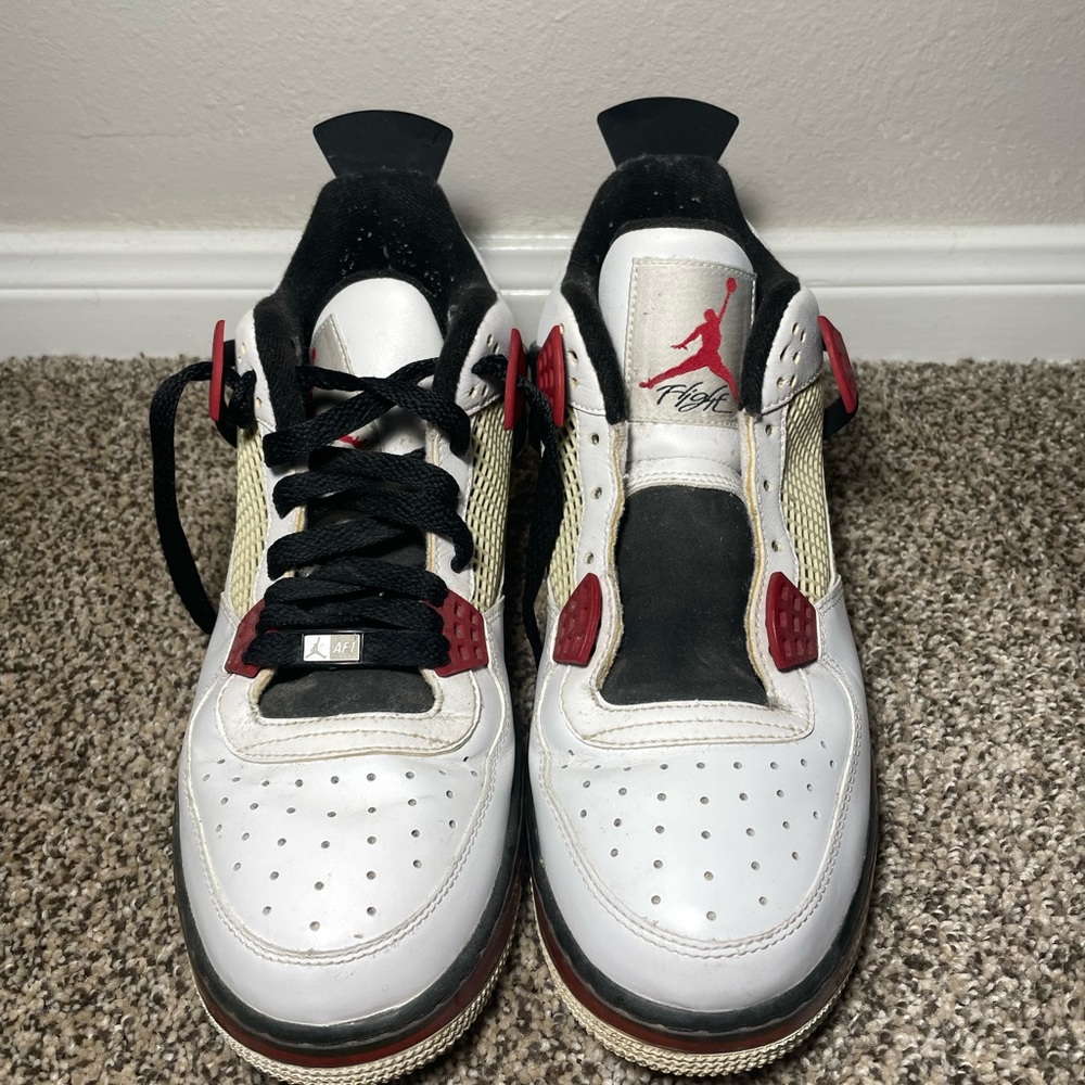 Jordan White and Red Sneakers Classic High-Top Design